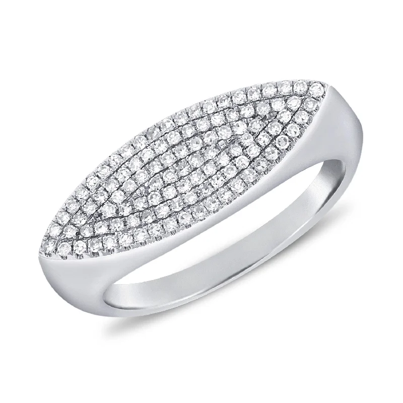 Solitaire Engagement Band Rings-14K White Gold Diamond Pave Ring