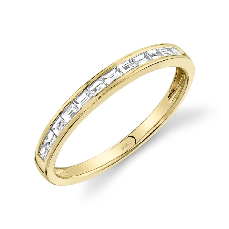 Two-tone Rings-14K Yellow Gold Diamond Baguette Thin Band