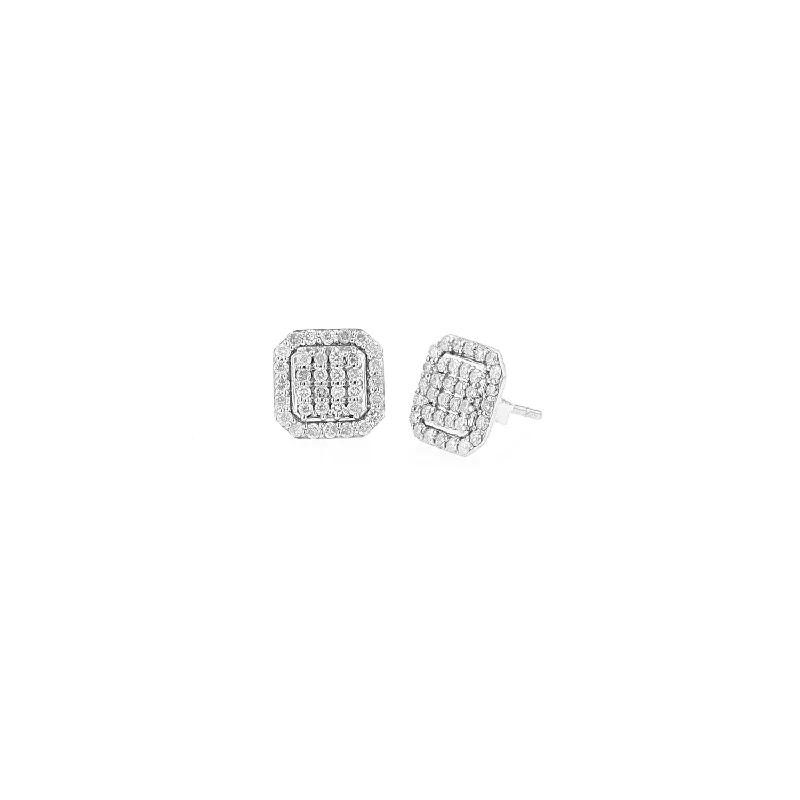 Bohemian Drop Earrings-Mini Shield Stud Pave Diamond Earrings  E00602BG