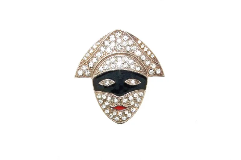 Elegant Rhinestone Brooch-Art Deco Brooch Pierot Puppet Clown Mask