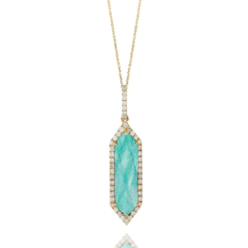 Custom Gold Necklaces-Doves Amazonite Pendant