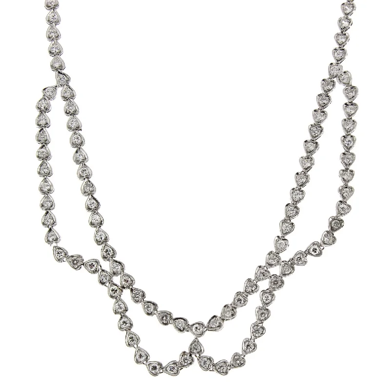 Minimalist Chain Necklaces-4.00-Carat Diamond Platinum Bib Necklace