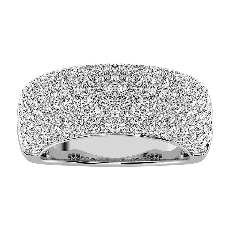 Men's Gold Rings-14K White Gold 2 Ct.Tw. Diamond Pave Set Fashion Band