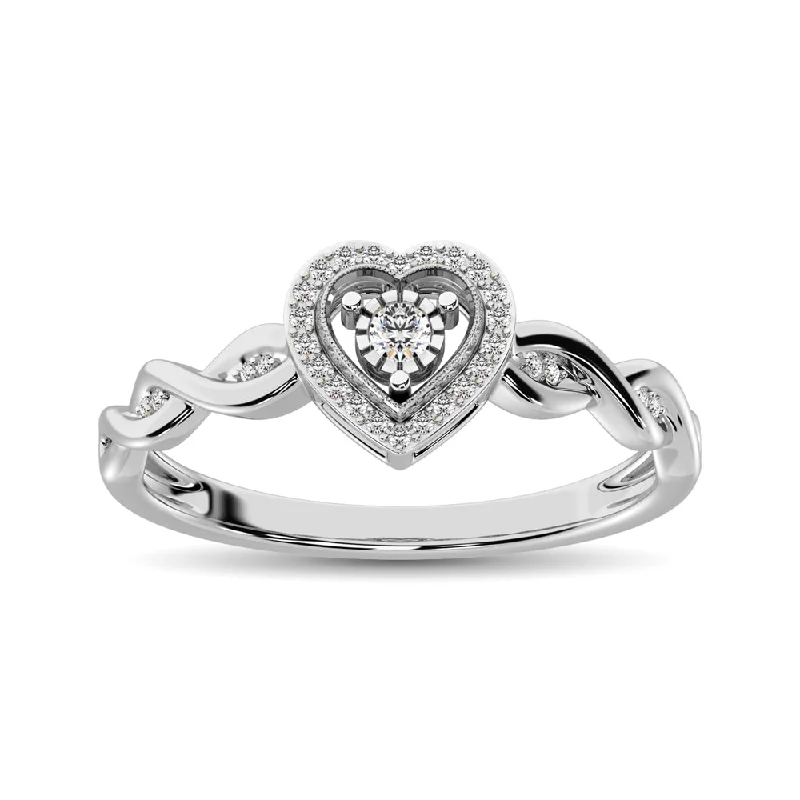 Silver Infinity Rings-10K White Gold Diamond 1/10 Ct.Tw. Heart Ring