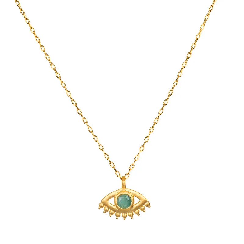 Silver Choker Necklaces-Elevated Consciousness Evil Eye Emerald Necklace