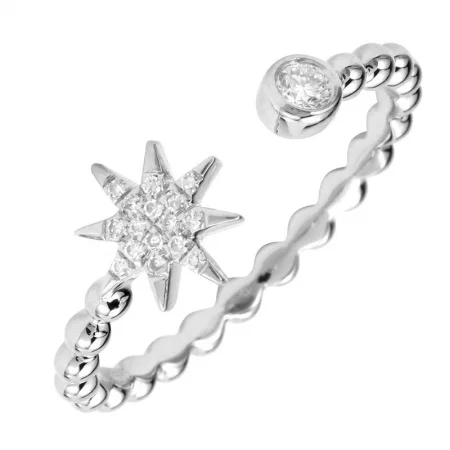 Elegant Rings-14K White Gold Diamond Star Ring