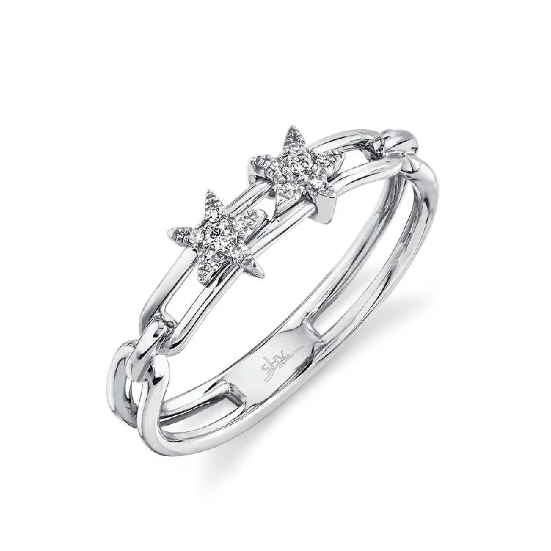 Gold Rings-14K White Gold Diamond Star Slider Ring