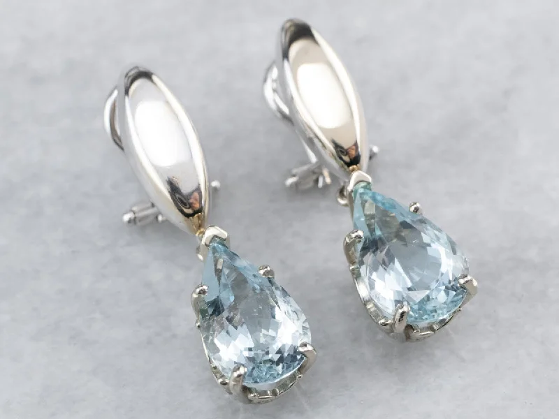 Chic Dangle Earrings-Teardrop Aquamarine Drop Earrings