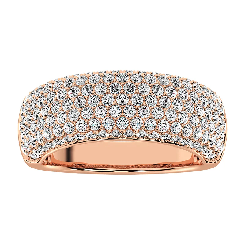 Solitaire Engagement Band Rings-14K Rose Gold 1 5/8 Ct.Tw. Diamond Pave Set Fashion Band