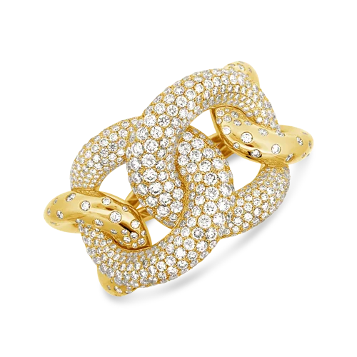 Unique Silver Bangles-Diamond & Gold Chunky Bangle Bracelet