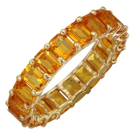 Statement Rings-14K Yellow Gold Citrine Gemstone Eternity Ring