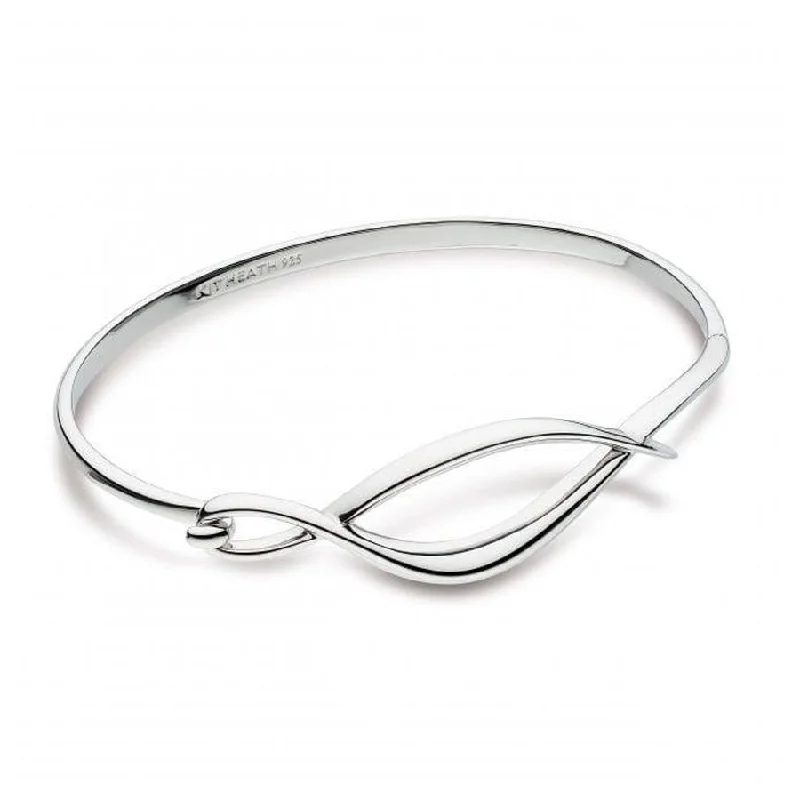 Gold Charmed Bangles-Silver Entwine Twine Twist Hinged Bangle