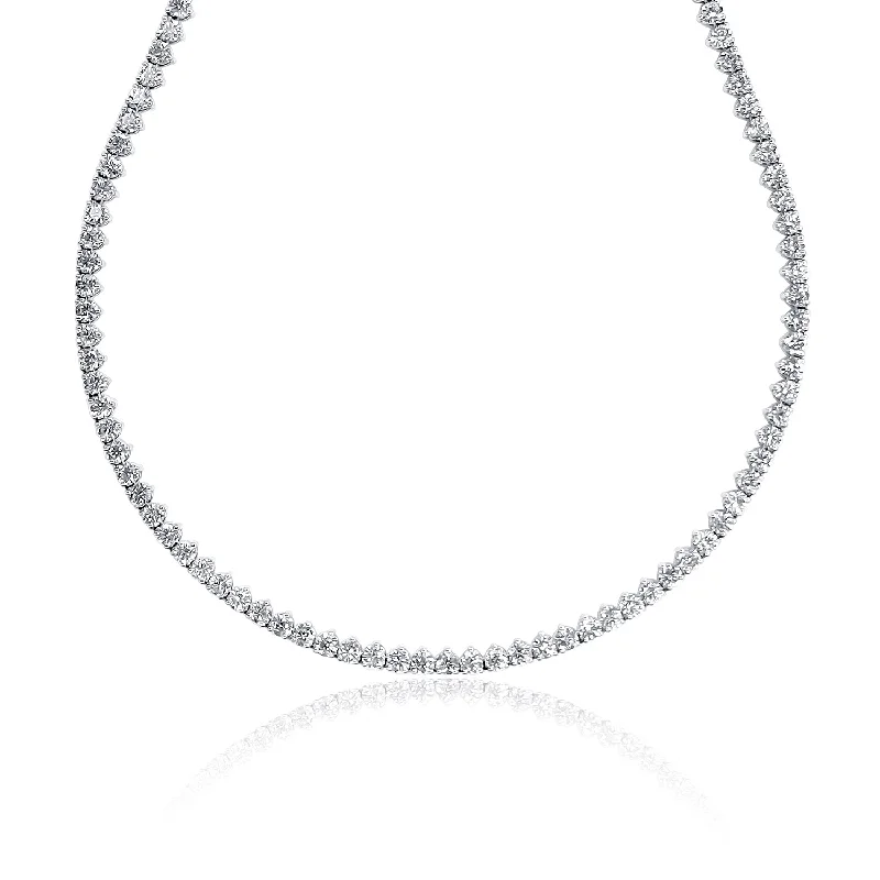 Moon Pendant Necklaces-18.00 Cttw Round Diamond Tennis Necklace set in 14K White Gold