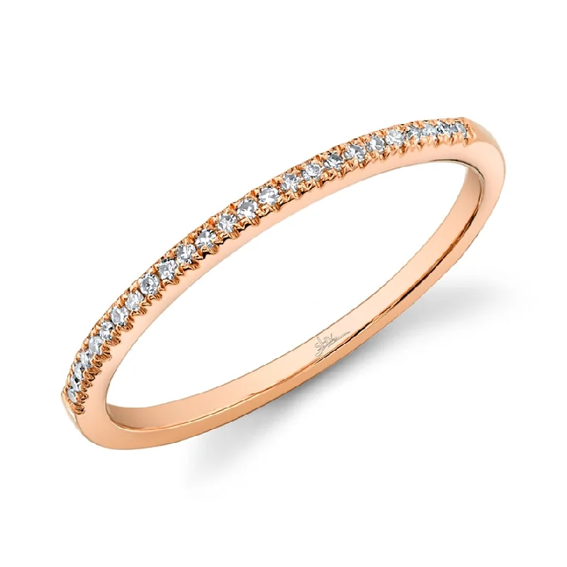 Black Diamond Rings-14K Rose Gold Diamond Thin Half-Way Band