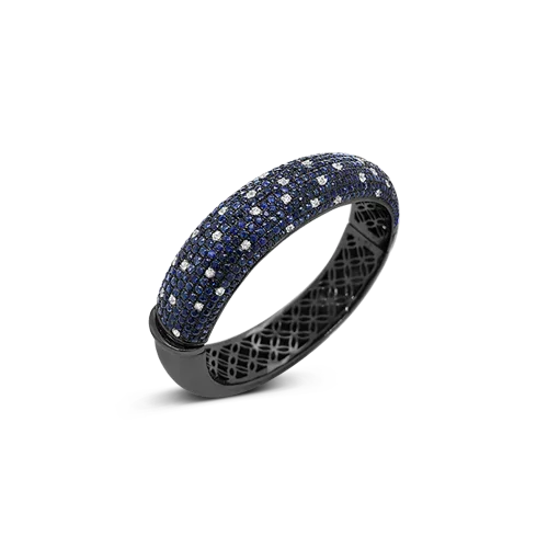 Elegant Diamond Bangles-Blue & White Sapphire Bangle Bracelet