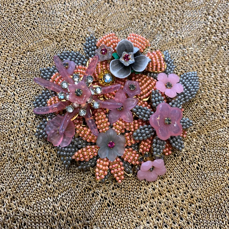 Brooch with White Stones-Stanley Hagler Brooch Pink