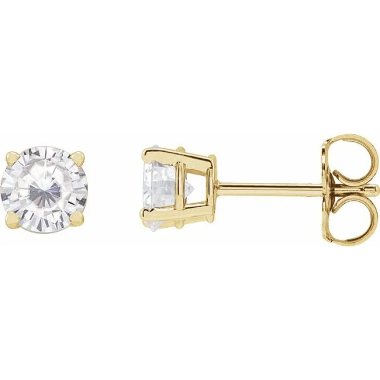 Large Drop Earrings-14K Yellow 5 mm Stuller Lab-Grown Moissanite Stud Earrings