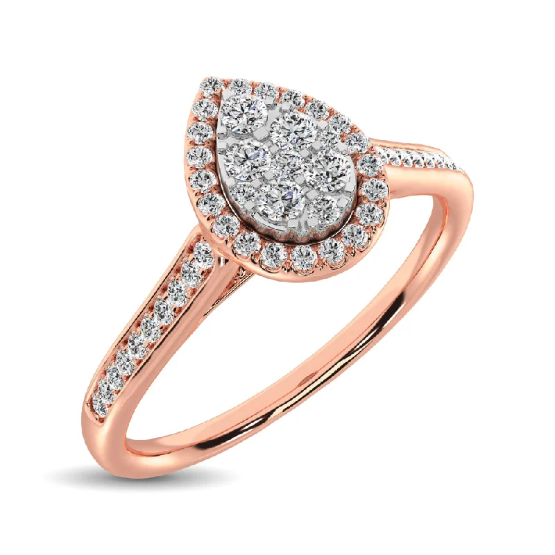 Gold Rings-10K Rose Gold 1/4 Ct.Tw. Diamond Heart Ring