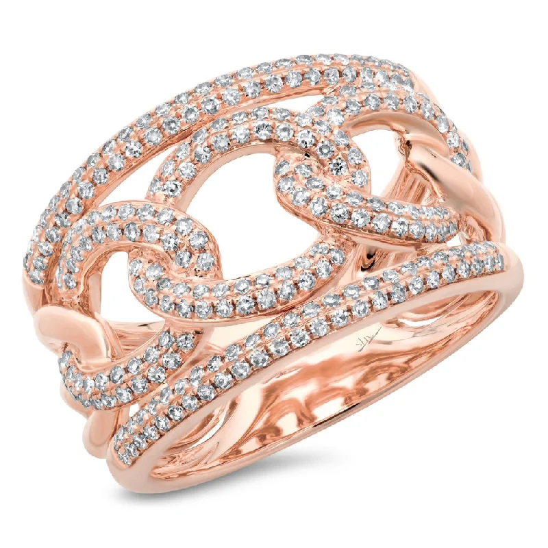 Customizable Promise Rings-14K Rose Gold Pave Diamond Link Ring