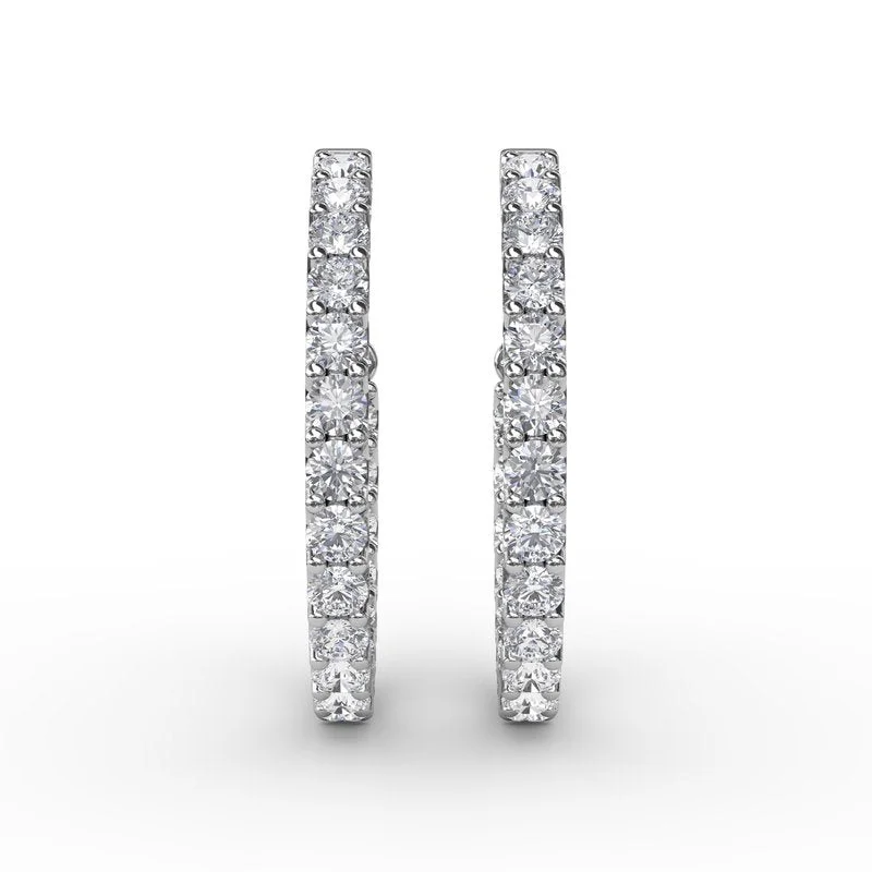 Silver Dangle Earrings-4.1ct Diamond Hoop Earrings ER4928