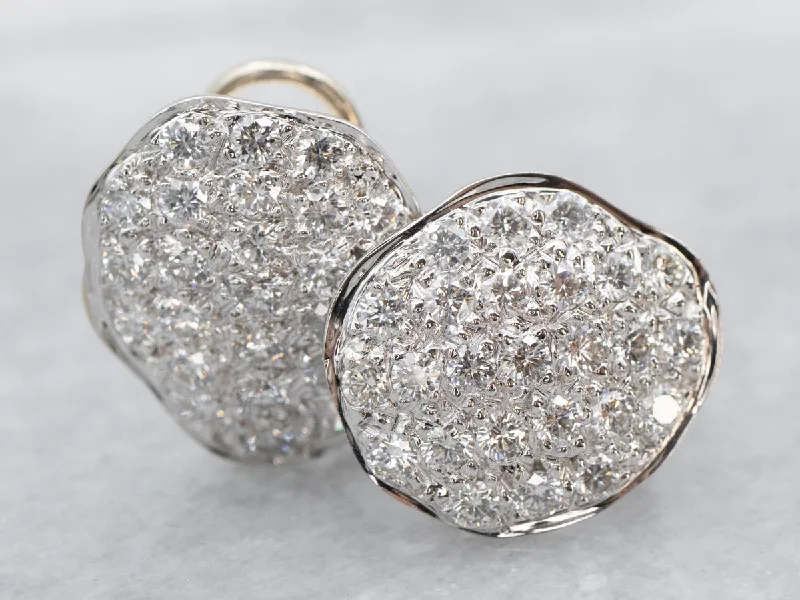 Vintage Earrings-Modernist Diamond Cluster Earrings