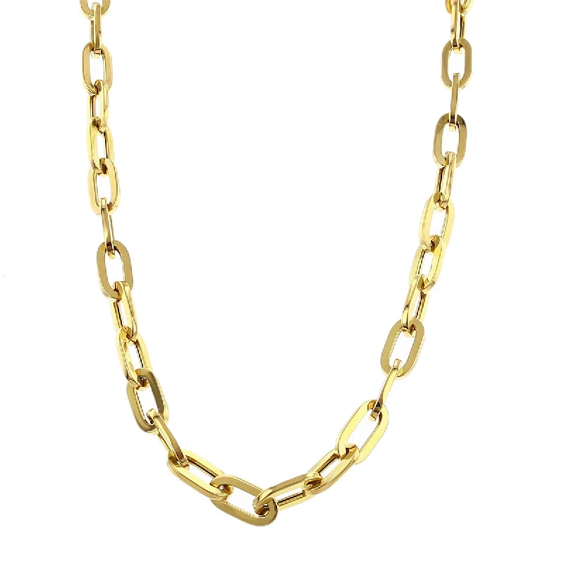 Custom Gold Chain Necklaces-18K Gold Oro Classic Flat Link Necklace