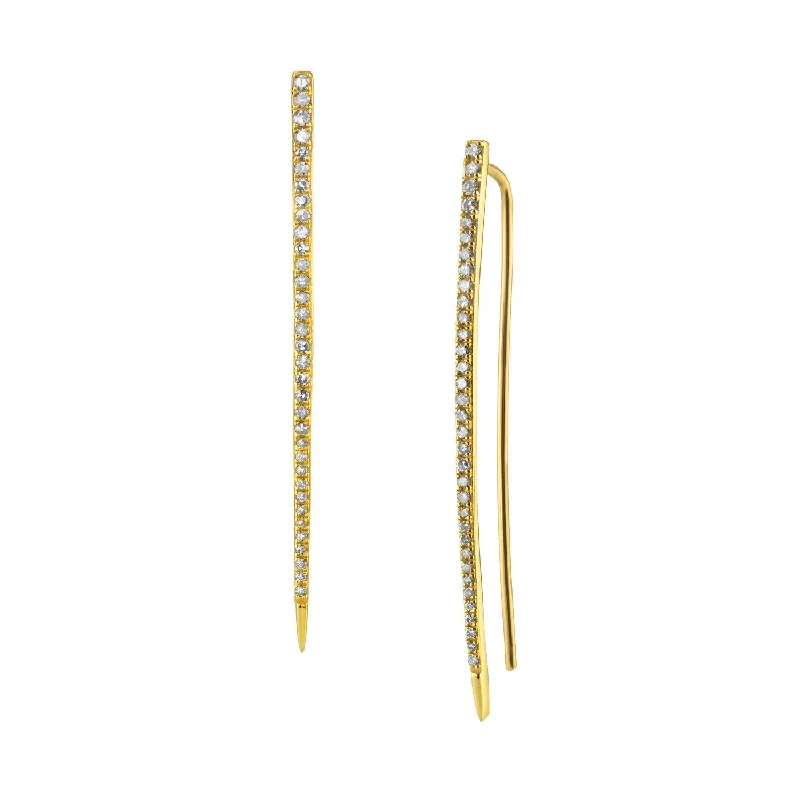 Fancy Earrings-14K Gold Diamond Spike Earrings EG000090