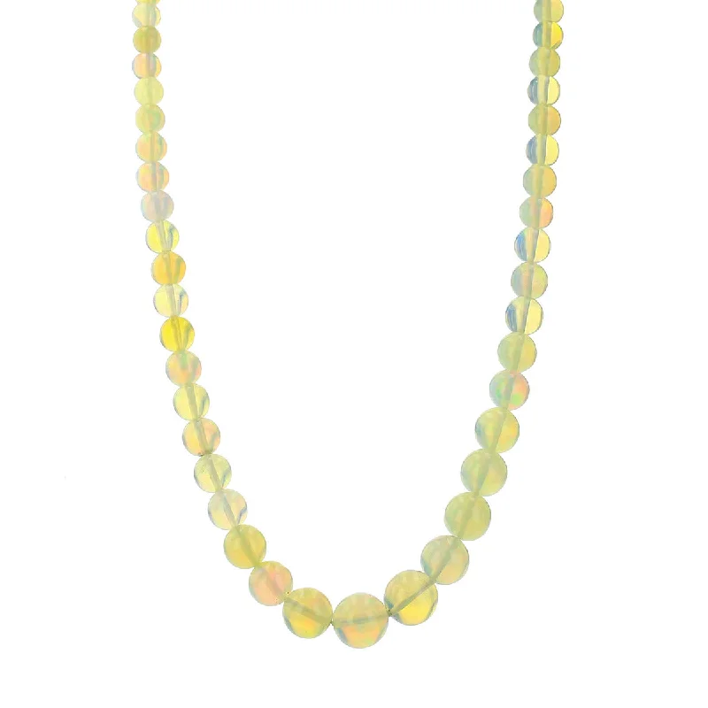 Pearl Chain Necklaces-21-Inch Round Ethiopian Opal Bead Necklace