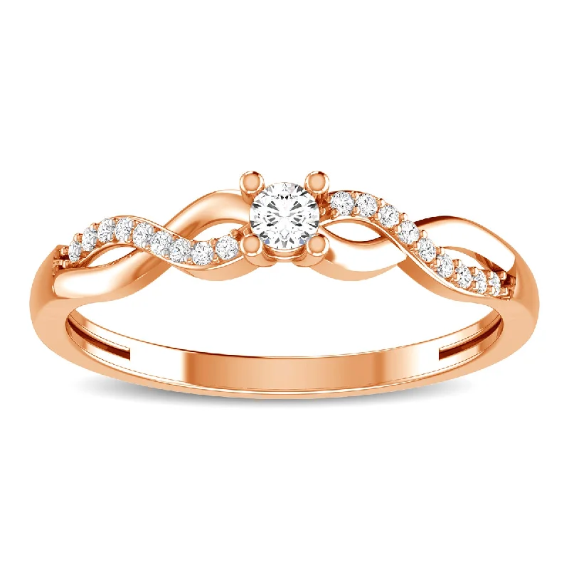 Diamond Rings-10K Rose Gold 1/6 Ct.Tw. Diamond Twist Ring