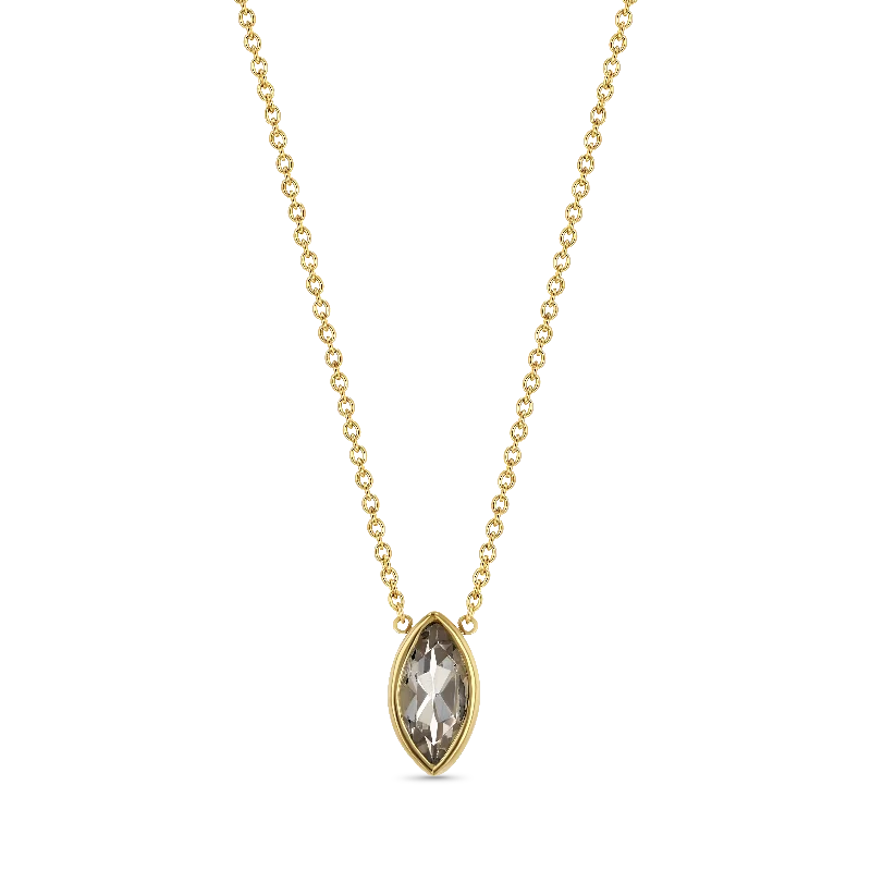 Elegant Charm Necklaces-Marquise Morganite Necklace