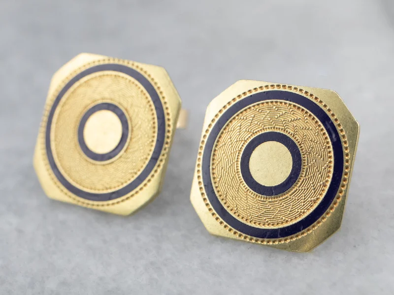 Luxurious Drop Earrings-Blue Enamel Gold Geometric Stud Earrings