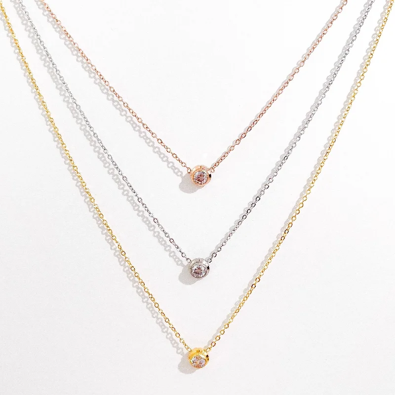 Silver Layered Necklaces-Single Gem Necklace