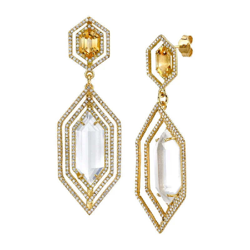 Long Earrings-Strata Diamond Earrings