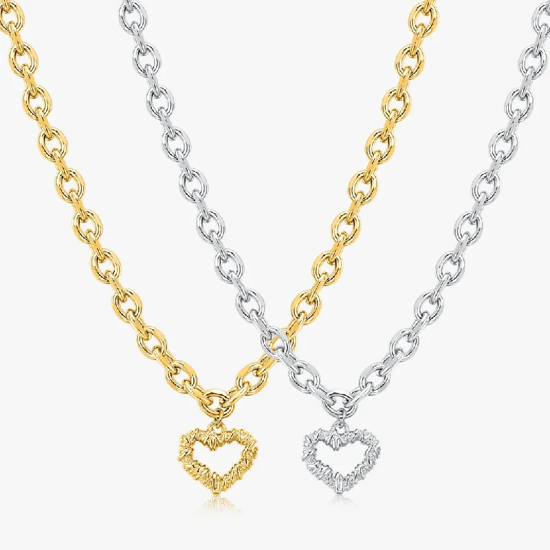 Personalized Pendant Necklaces-Chunky Heart Necklaces