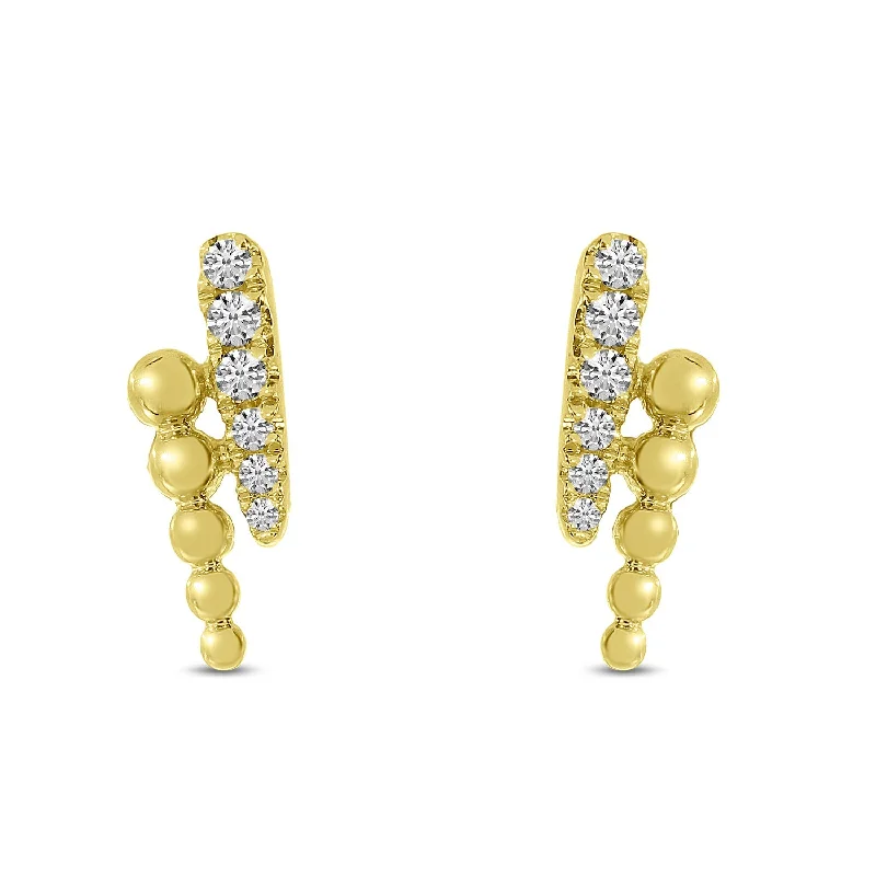 Romantic Earrings-DIAMOND BALL 2-ROW STUD EARRINGS E10573