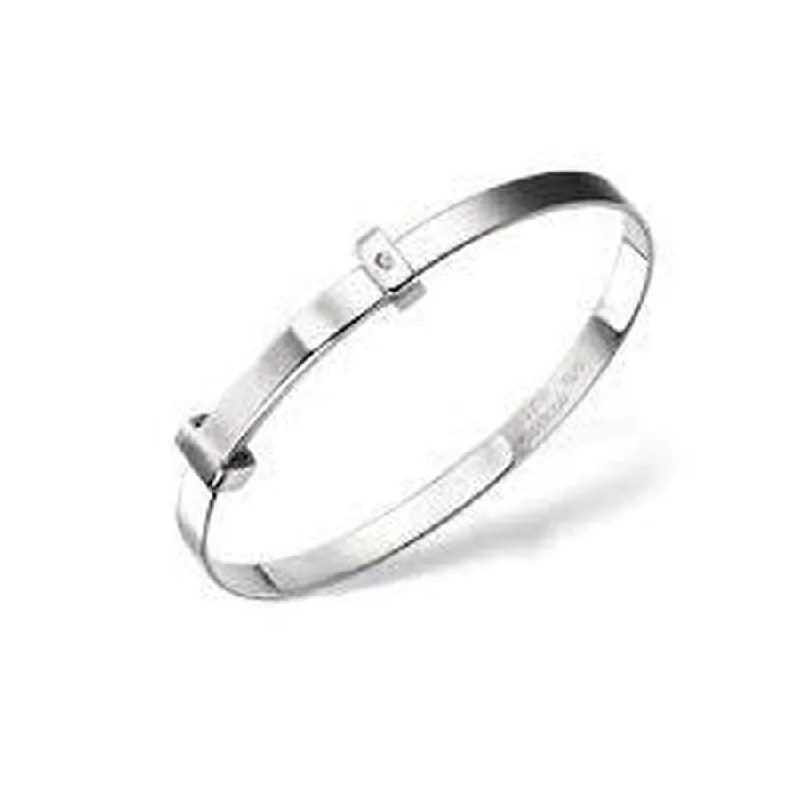 Round Bangles-Silver Diamond Set Blank Baby Bangle