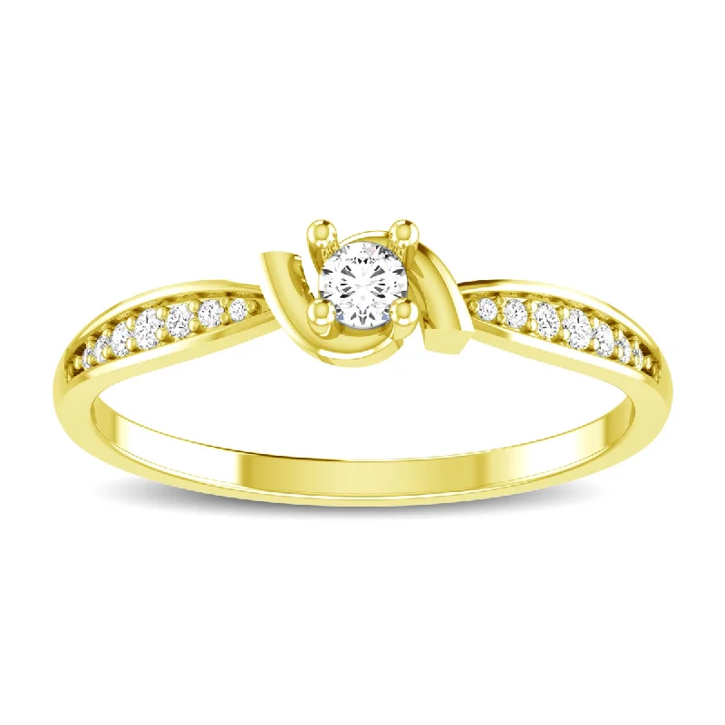 Silver Wedding Rings with Diamonds-10K Yellow Gold 1/6 Ct.Tw. Diamond Fashion Ring