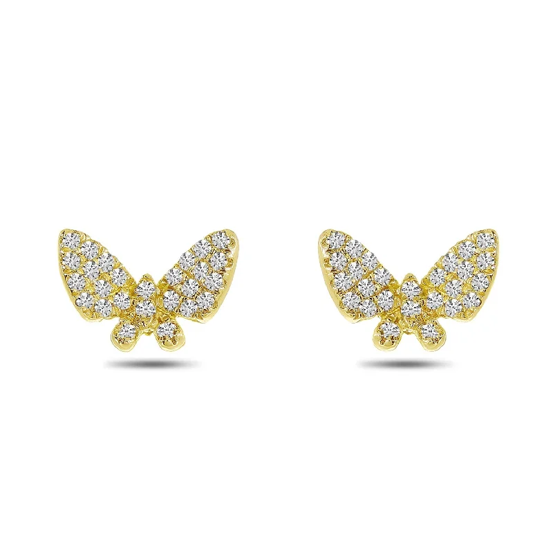 Large Drop Earrings-DIAMOND BUTTERFLY STUD EARRINGS E10583