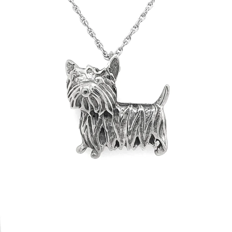 Stone Pendant Necklaces-Estate Sterling Silver Scottie Dog Necklace