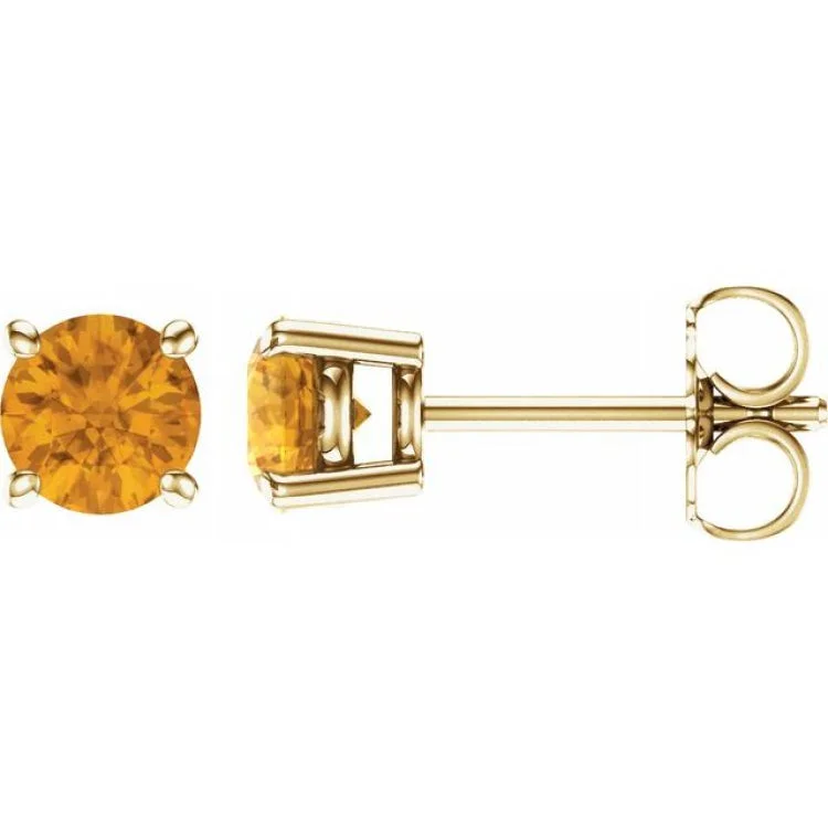 Fancy Earrings-14K Yellow 5 mm Natural Citrine Stud Earrings