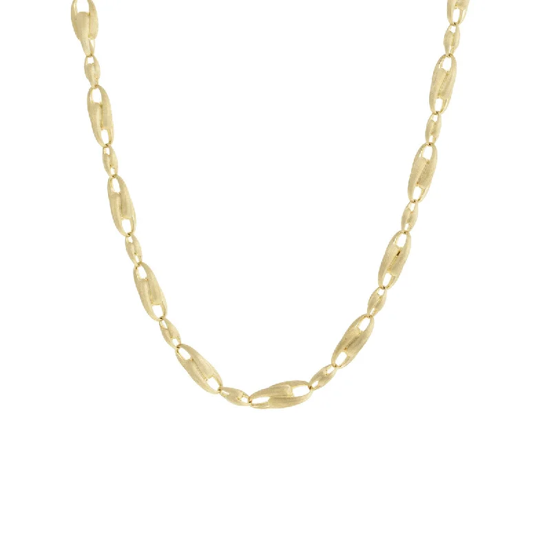 Black Gemstone Necklaces-18K Yellow Gold Large Alternating Link Chain Necklace