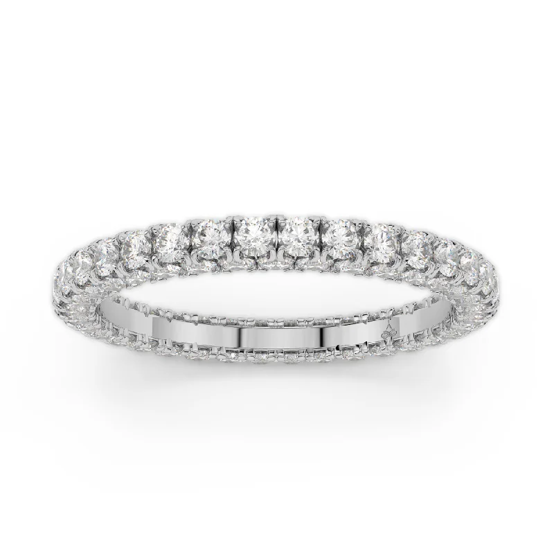 Platinum Wedding Rings-18K White Gold Diamond Seamless Eternity Band