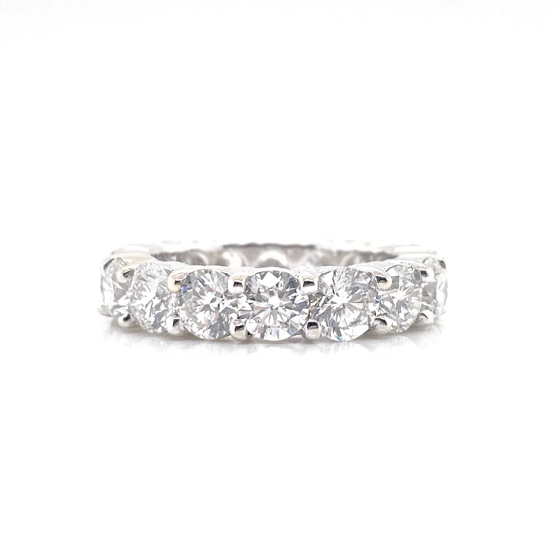 Birthstone Rings-18K White Gold Round Diamond Eternity Band