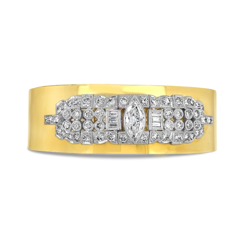 Bangle Bracelets-Gold & Diamond Estate Bangle