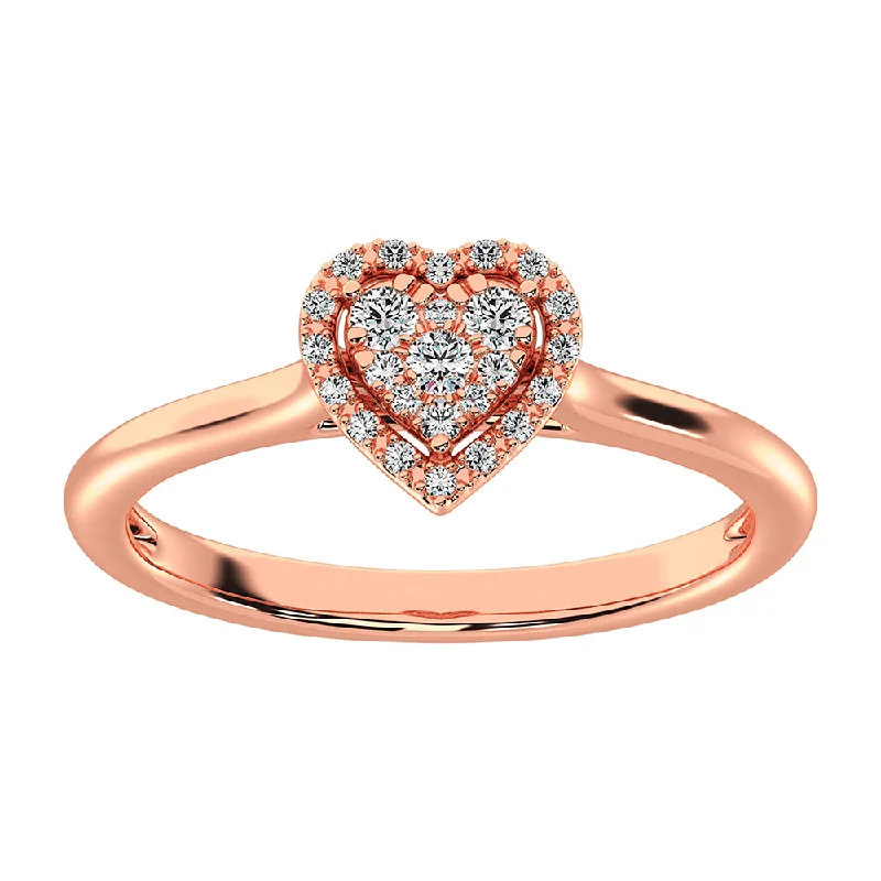 Silver Wedding Band Sets-10K Rose Gold 1/6 Ct.Tw. Diamond Heart Promise Ring