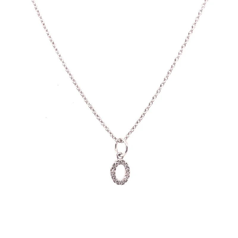 Heart Pendant Necklaces-0.05 Carat Diamond Initial "O" Necklace 14K White Gold