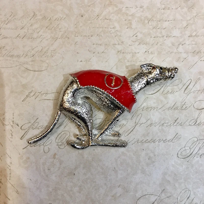 Designer Crystal Brooch-Racing Greyhound brooches Silver metal 1-6