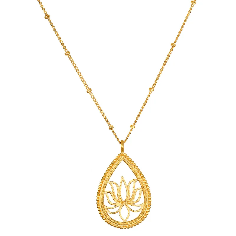 Designer Gold Chain Necklaces-Open to Possibilities Lotus Necklace