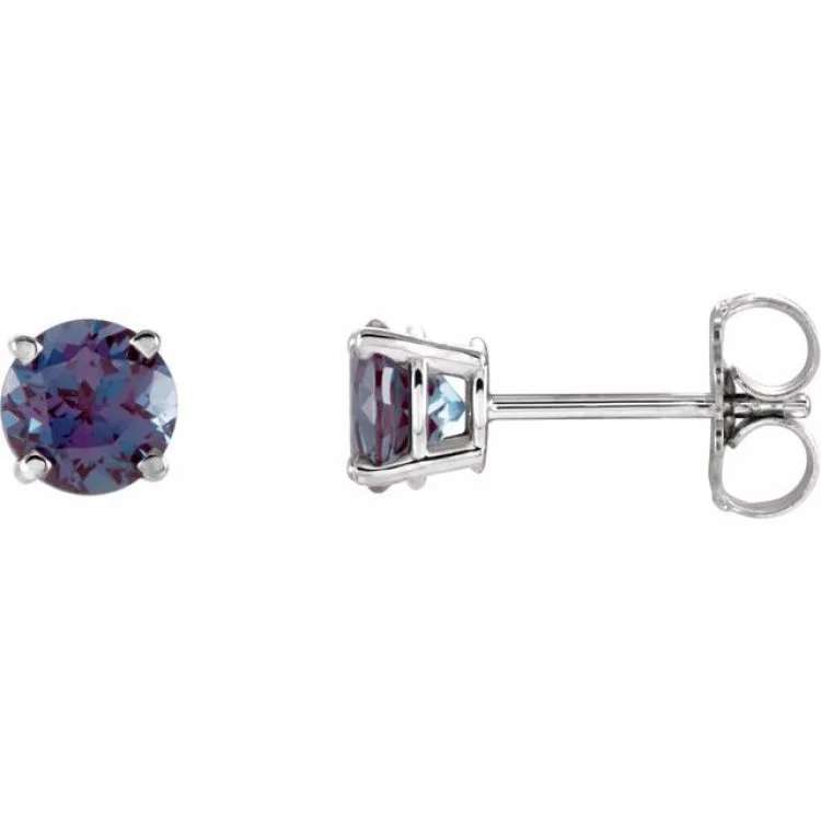 Eco Earrings-14K White 5 mm Lab-Grown Alexandrite Stud Earrings