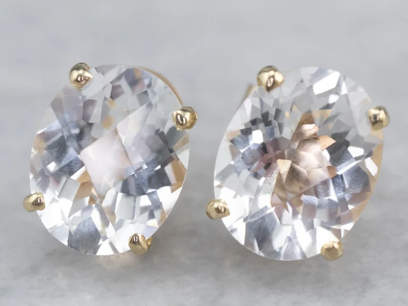 Luxurious Stud Earrings-White Topaz Stud Earrings